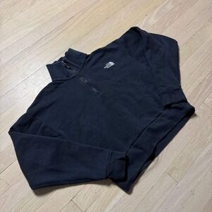 The North Face Womens XS Black Quarter Zip Cropped Pullover Sweatshirt Fleece